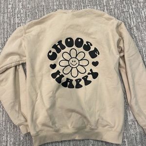 tan choose happy hoodie